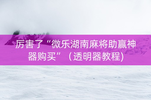 厉害了“微乐湖南麻将助赢神器购买”（透明器教程)