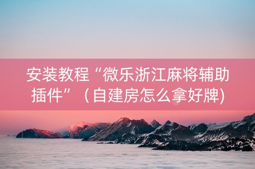 安装教程“微乐浙江麻将辅助插件”（自建房怎么拿好牌)