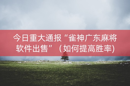 今日重大通报“雀神广东麻将软件出售”（如何提高胜率)
