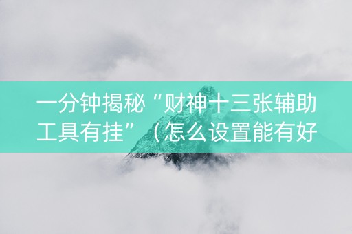 一分钟揭秘“财神十三张辅助工具有挂”（怎么设置能有好牌)