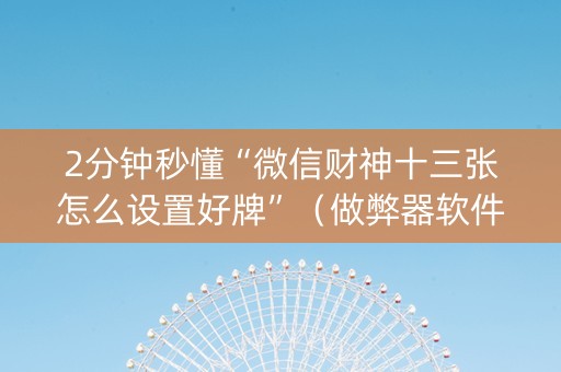 2分钟秒懂“微信财神十三张怎么设置好牌”（做弊器软件下载)
