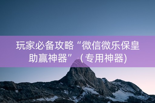 玩家必备攻略“微信微乐保皇助赢神器”（专用神器)