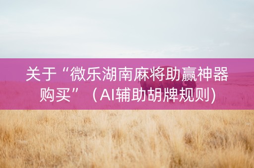 关于“微乐湖南麻将助赢神器购买”（AI辅助胡牌规则)