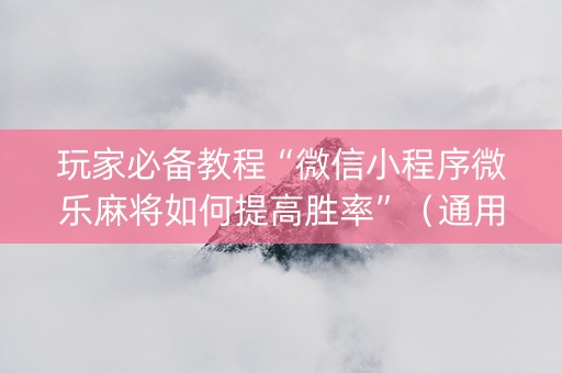 玩家必备教程“微信小程序微乐麻将如何提高胜率”（通用挂软件多少钱)