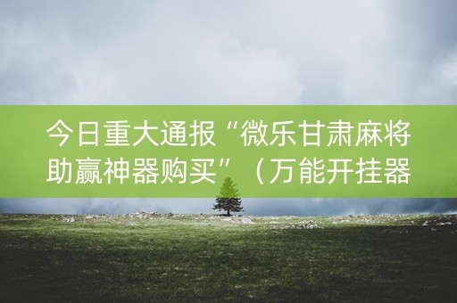 今日重大通报“微乐甘肃麻将助赢神器购买”（万能开挂器)
