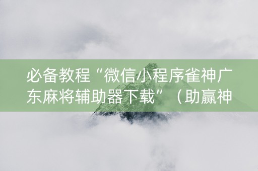 必备教程“微信小程序雀神广东麻将辅助器下载”（助赢神器购买)
