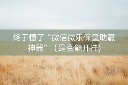 终于懂了“微信微乐保皇助赢神器”（是否能开挂)