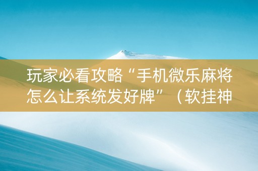 玩家必看攻略“手机微乐麻将怎么让系统发好牌”（软挂神器)