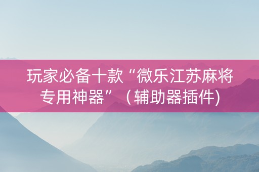 玩家必备十款“微乐江苏麻将专用神器”（辅助器插件)