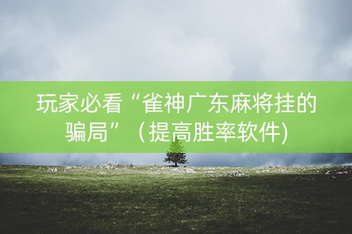 玩家必看“雀神广东麻将挂的骗局”（提高胜率软件)
