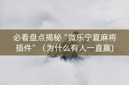 必看盘点揭秘“微乐宁夏麻将插件”（为什么有人一直赢)