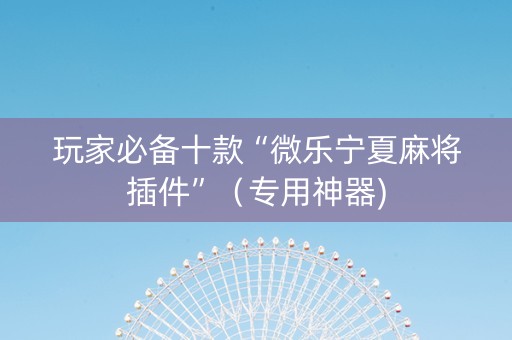 玩家必备十款“微乐宁夏麻将插件”（专用神器)