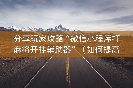分享玩家攻略“微信小程序打麻将开挂辅助器”（如何提高胜率)