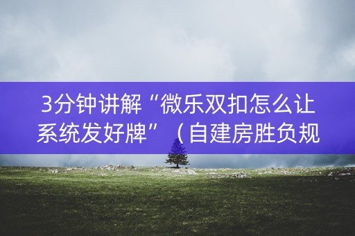 3分钟讲解“微乐双扣怎么让系统发好牌”（自建房胜负规律)