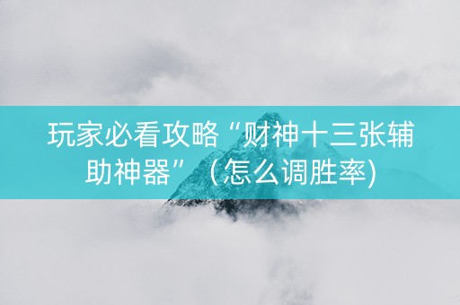 玩家必看攻略“财神十三张辅助神器”（怎么调胜率)