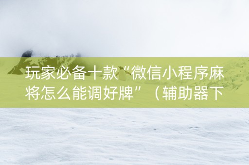 玩家必备十款“微信小程序麻将怎么能调好牌”（辅助器下载)