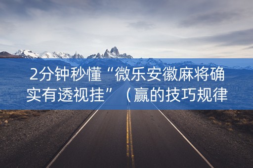 2分钟秒懂“微乐安徽麻将确实有透视挂”（赢的技巧规律)