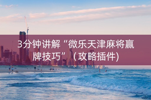 3分钟讲解“微乐天津麻将赢牌技巧”（攻略插件)