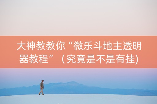 大神教教你“微乐斗地主透明器教程”（究竟是不是有挂)