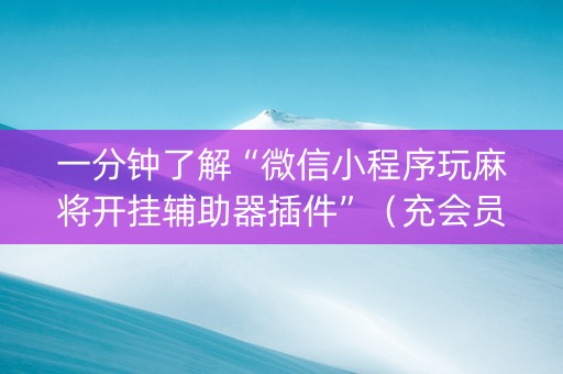 一分钟了解“微信小程序玩麻将开挂辅助器插件”（充会员胜率高)