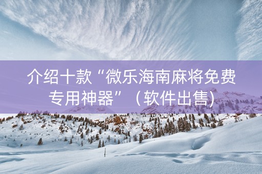 介绍十款“微乐海南麻将免费专用神器”（软件出售)