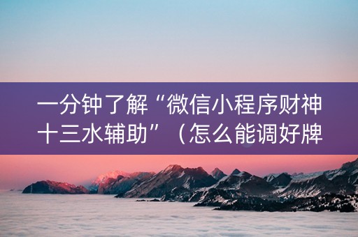 一分钟了解“微信小程序财神十三水辅助”（怎么能调好牌)
