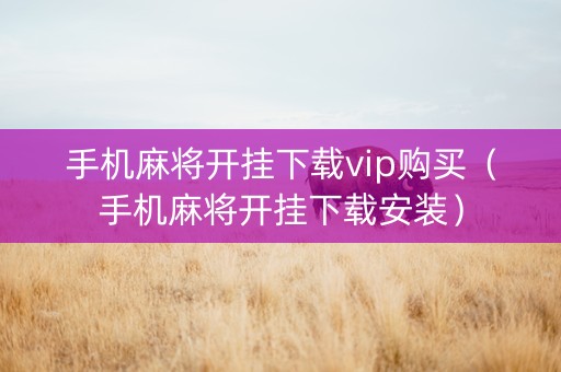 手机麻将开挂下载vip购买（手机麻将开挂下载安装）