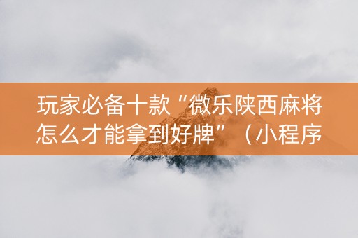 玩家必备十款“微乐陕西麻将怎么才能拿到好牌”（小程序控牌器)