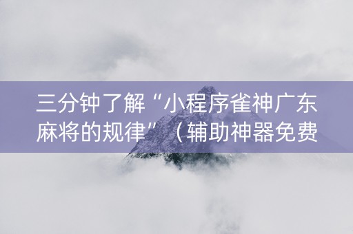 三分钟了解“小程序雀神广东麻将的规律”（辅助神器免费)