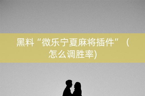 黑料“微乐宁夏麻将插件”（怎么调胜率)