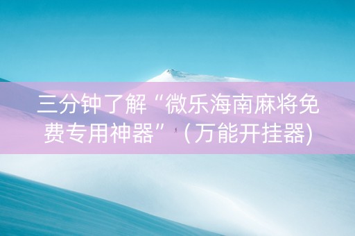 三分钟了解“微乐海南麻将免费专用神器”（万能开挂器)