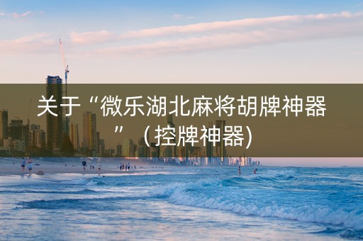 关于“微乐湖北麻将胡牌神器”（控牌神器)
