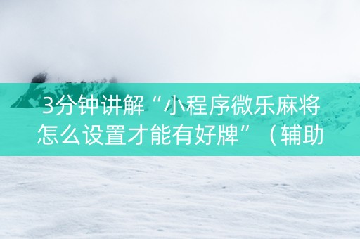 3分钟讲解“小程序微乐麻将怎么设置才能有好牌”（辅助器插件)