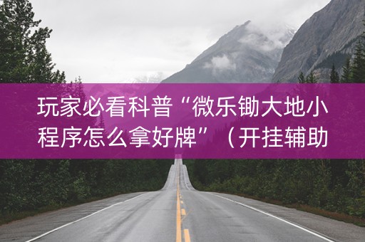 玩家必看科普“微乐锄大地小程序怎么拿好牌”（开挂辅助插件)