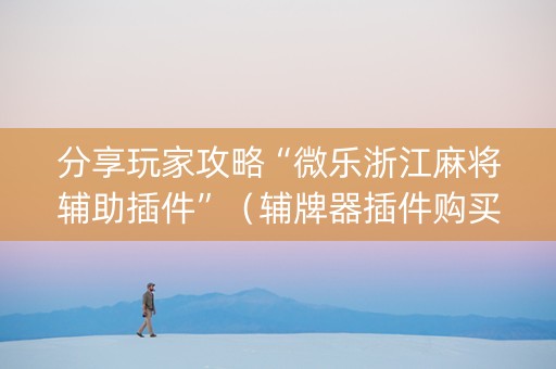 分享玩家攻略“微乐浙江麻将辅助插件”（辅牌器插件购买)