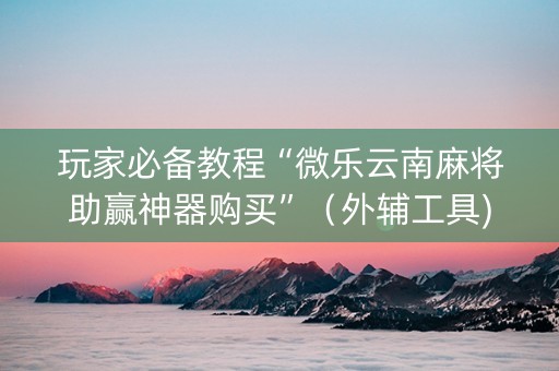 玩家必备教程“微乐云南麻将助赢神器购买”（外辅工具)