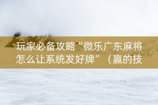 玩家必备攻略“微乐广东麻将怎么让系统发好牌”（赢的技巧规律)