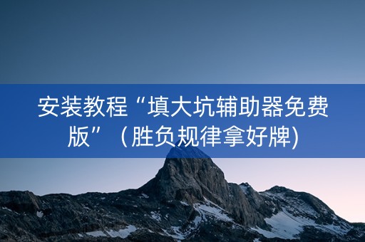 安装教程“填大坑辅助器免费版”（胜负规律拿好牌)