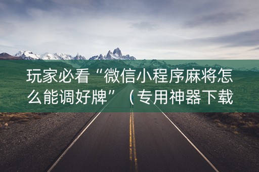 玩家必看“微信小程序麻将怎么能调好牌”（专用神器下载)