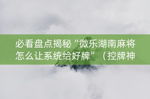 必看盘点揭秘“微乐湖南麻将怎么让系统给好牌”（控牌神器)