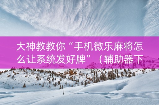 大神教教你“手机微乐麻将怎么让系统发好牌”（辅助器下载)