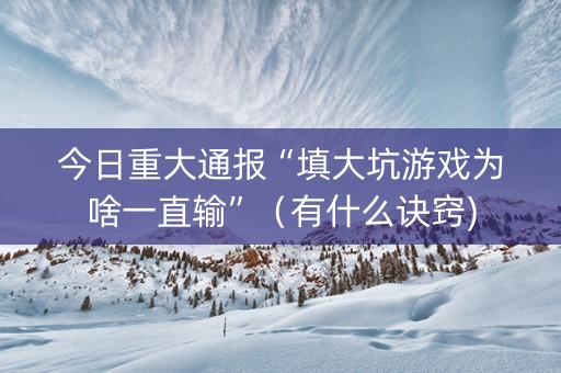 今日重大通报“填大坑游戏为啥一直输”（有什么诀窍)