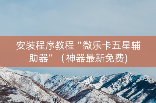 安装程序教程“微乐卡五星辅助器”（神器最新免费)