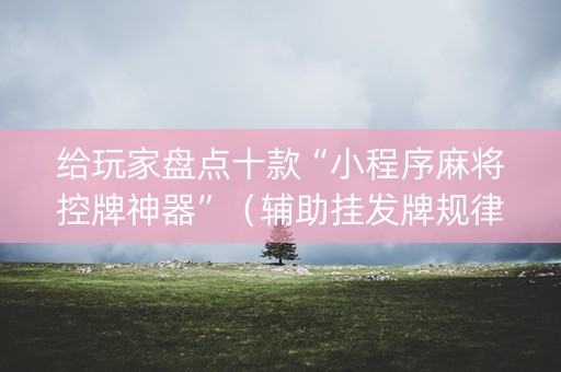 给玩家盘点十款“小程序麻将控牌神器”（辅助挂发牌规律)