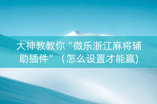 大神教教你“微乐浙江麻将辅助插件”（怎么设置才能赢)