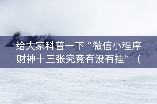 给大家科普一下“微信小程序财神十三张究竟有没有挂”（透明挂辅助器)