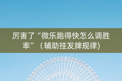 厉害了“微乐跑得快怎么调胜率”（辅助挂发牌规律)