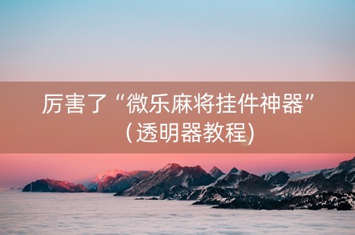 厉害了“微乐麻将挂件神器”（透明器教程)