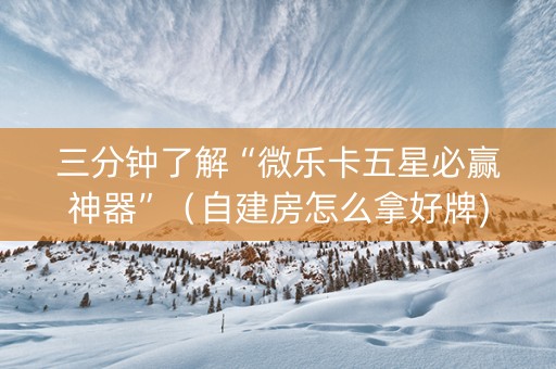 三分钟了解“微乐卡五星必赢神器”（自建房怎么拿好牌)