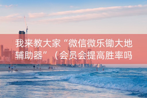 我来教大家“微信微乐锄大地辅助器”（会员会提高胜率吗)